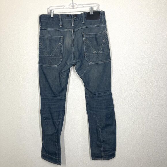 G-Star RAW Jeans Mens 32x32 Blue 3D Articulated Knee Button Fly Tapered - Picture 2 of 15